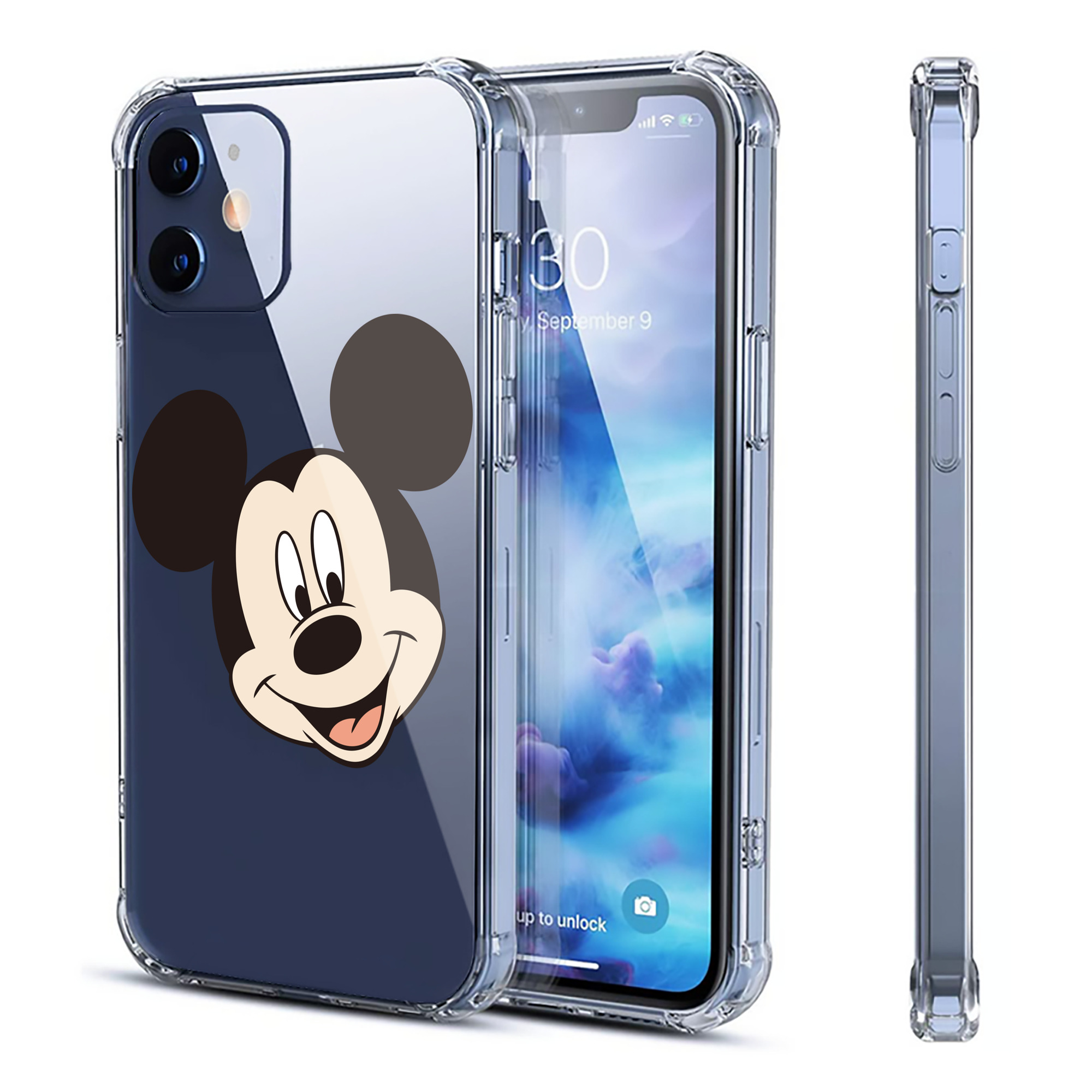 （画像用） ミッキーマウス Mickey Mouse 【iPhone 12シリーズ対応】透明スマホケース（クリアソフトケース）